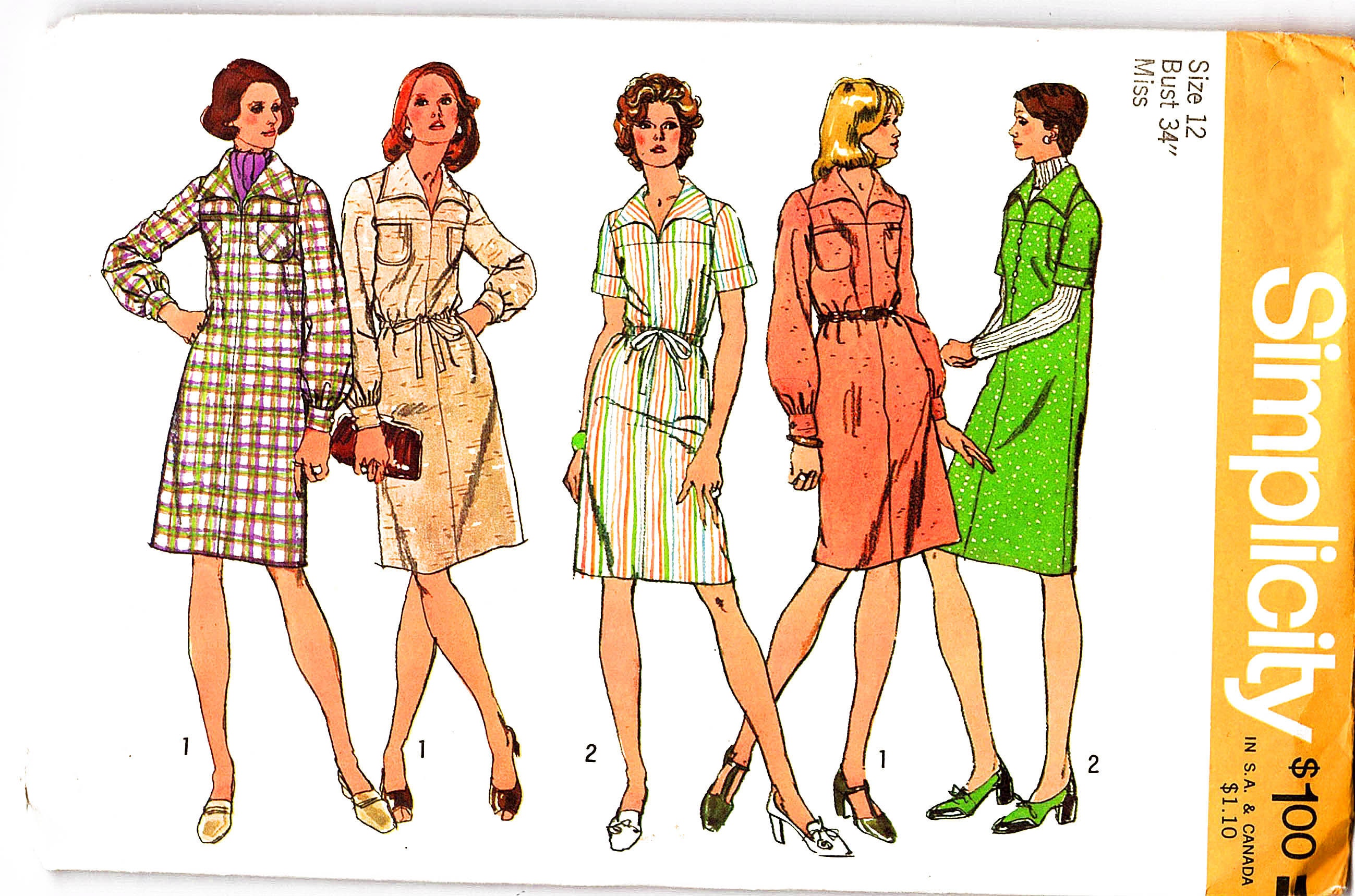 1970s Dress Pattern Simplicity Misses size 12 Womens Chemise | Etsy