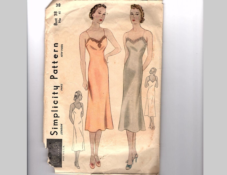 1930s Slip Pattern Plus size Bust 38 Women's Full Etsy