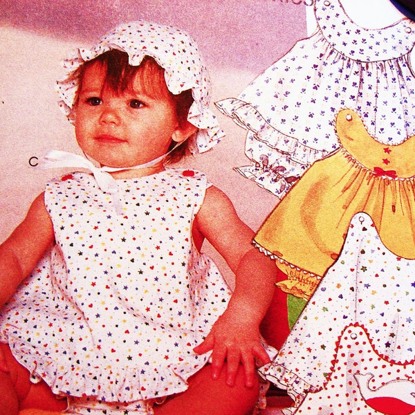 Baby Sundress Pattern Baby Dress Panties and Hat Sewing Pattern UNCUT Size Newborn Small Medium