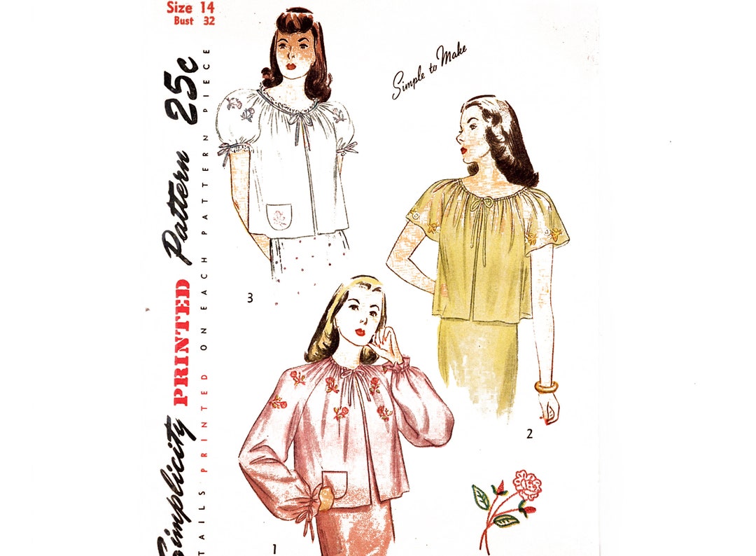 1940s Womens Bed Jacket Pattern Lingerie Pattern With Transfer Misses ...
