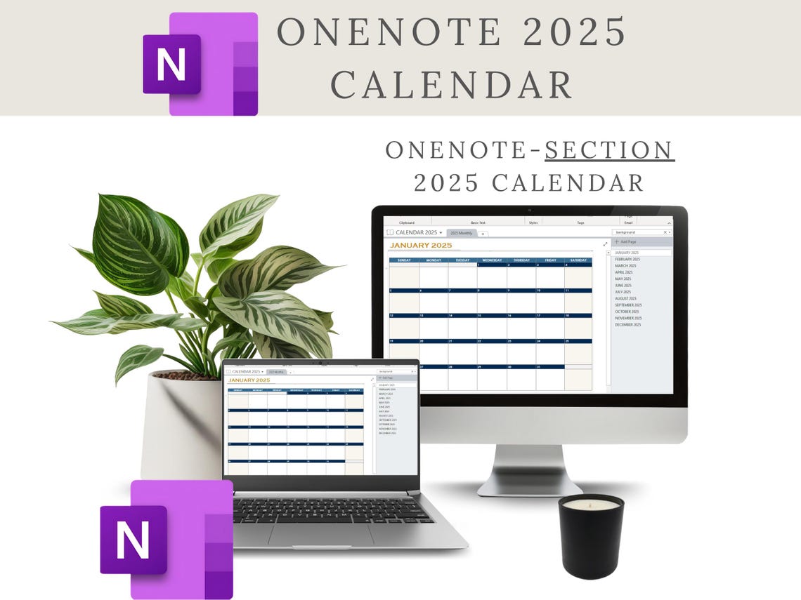 Onenote 2025 Calendar, Onenote Template, Onenote Section , Onenote ...