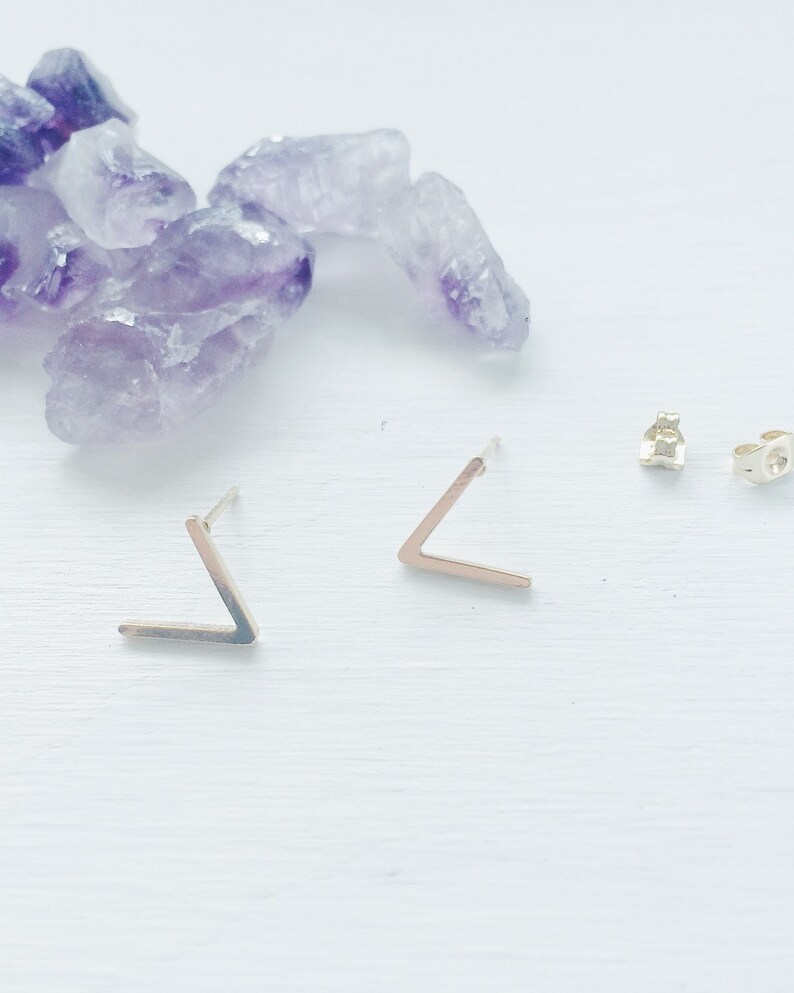 Post Earrings 18k Gold Plated Gold Earring Studs Geometric V Chevron Studs Minimalist Earrings