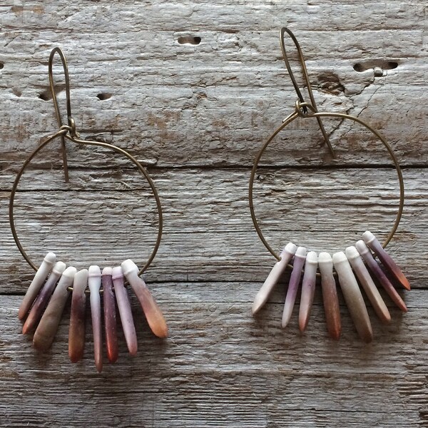 The San Simeon Earrings: Sea Urchin Earrings, Sea Urchin Spine Hoop Beach Earrings, Hoop Earrings with Hanging Urchin Spines