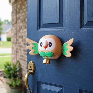 Sino de Vento Mecânico Criativo Rowlet - Decoração de Parede Pokémon Impressa em 3D e Feita à Mão - Inspirada em Pokémon