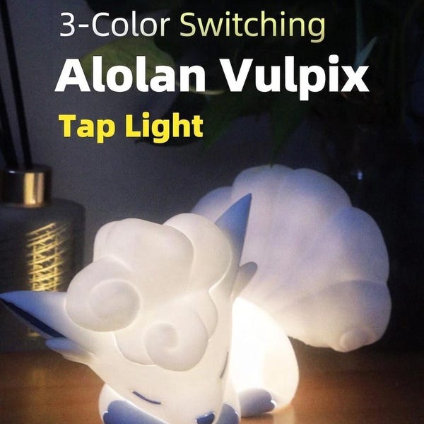Sleeping Ice Fox Night Light - 3-Color Tap Control 3D Printed Bedroom Decor Lamp