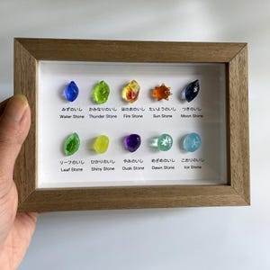 Pokémon Evolution Stones 10-Attribute Collection Handmade with Epoxy Resin Frame Decorative Ornament