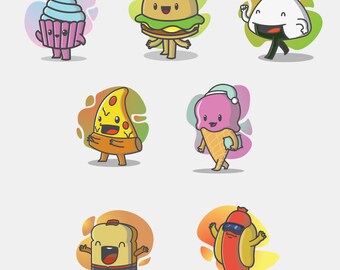 Delicious Delights Food Stickers - Digital Download, Tasty Treats Collection