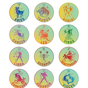 Celestial Charm Zodiac Sign Stickers - Digital Download, Full Astrology Collection