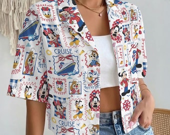 Mickey And Friends Cruise Crop Hawaiian Shirt, Mickey Cruise Crop Hawaiian,  Cruise Hawaiian Shirt, Summer Gift, Cruise Gift