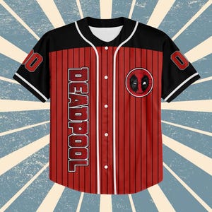 Camiseta de béisbol personalizada de la colección Deadpool, camiseta a juego del superhéroe Deadpool, camiseta de béisbol para niños, jóvenes y adultos, regalo de cumpleaños para la familia. imagen 3