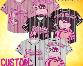 Custom  Alice in Wonderland Cheshire Baseball Jersey, Cheshire Cat Baseball Jersey Team,  Baseball Fan Lover, Magic Kingdom Gift