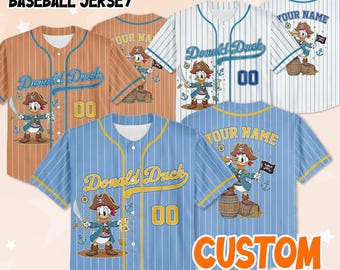 Custom Pirates Donald Duck Baseball Jersey,  Jersey Gift,  Cruise Outfit, Vacation Look, land Baseball Jersey