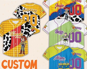 Custom  Toy Story Collection Outfit Baseball Jersey, Baseball Jersey Team, Collection Jersey, land Birthday Gift for Kids