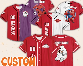 Personalized  Big Hero 6 BayMax Collection Baseball Jersey, Custom Unisex Big White Robot Shirt, White Robot Tee, Kid Adult Jersey