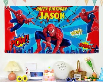 Custom Spiderman Birthday Backdrop Banner, Spiderman Birthday Party, Spiderman Party, Spiderman Birthday Decoration, Spiderman Party Gift