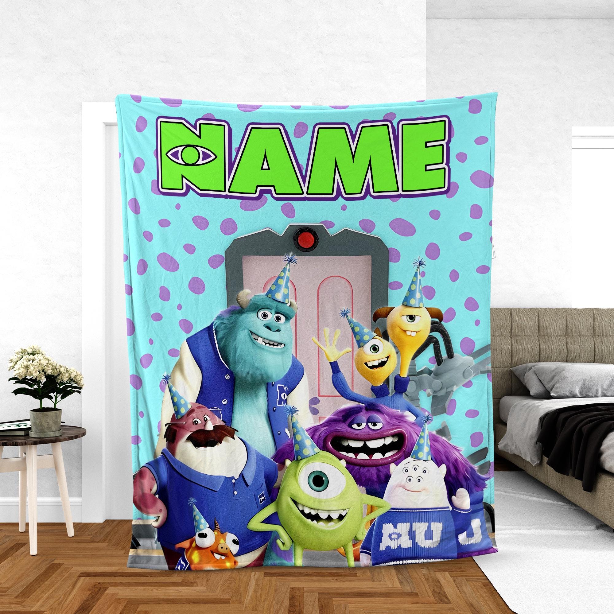 Discover Custom Disney Monsters Inc Fleece Blanket with Mike and Sulley for Bed Sofa Couch