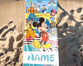 Custom Mickey And Friends Beach Towel, Custom Mickey and Co Summer  Beach Towel, Custom Disney, Kids towel, Summer Gift, Disneyland Trip