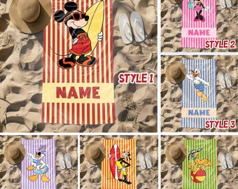 Personalized Mickey And Friends Beach Towel, Custom Summer  Beach Towel, Custom Disney, Kids towel, Summer Gift, Disneyland Trip