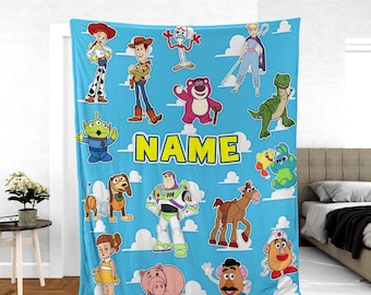 Custom Dney Toy Story Characters Blanket, Woody Buzz Lightyear Blanket, Dney Toy Story blanket, Birthday Boy Girl gift blanket