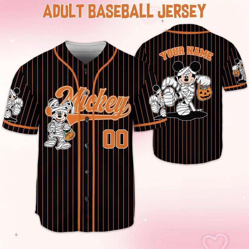 Custom Mickey Halloween Collection Baseball, Personalized Baseball Team Jersey, Birthday Gift for Halloween Fans Family Party imagem 6