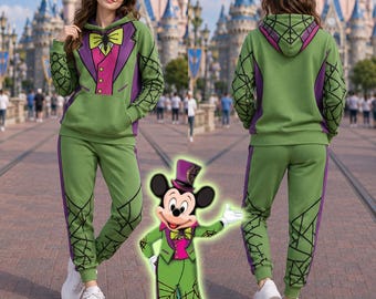 Mickey Not So Scary Halloween Hoodie and Joggers Set, Spooky Mouse Costume Outfit, Theme Park Party Look, Family Halloween Cosplay