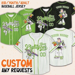 Custom Buzz Lightyear Baseball Jersey, Toy Story Matching Jersey Sport, Disney Baseball Team Shirt, Toy Story Kid Adult Baseball Jersey