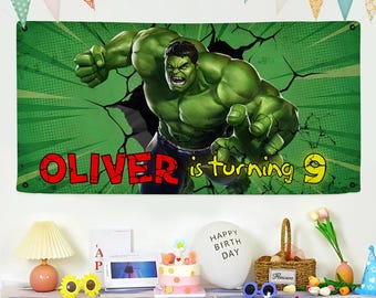 Custom Hulk Birthday Backdrop Banner, Super Hero Party Decoration, Hulk Party Banner, Hulk Birthday Decor, Hulk Birthday Party