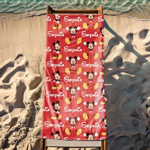 Custom Disney Mickey Beach Towel, Disney Bath Towel, Pool Towel, Disneyland Gift For Kid, Beach Towel, Bath Pool, Summer Vacation