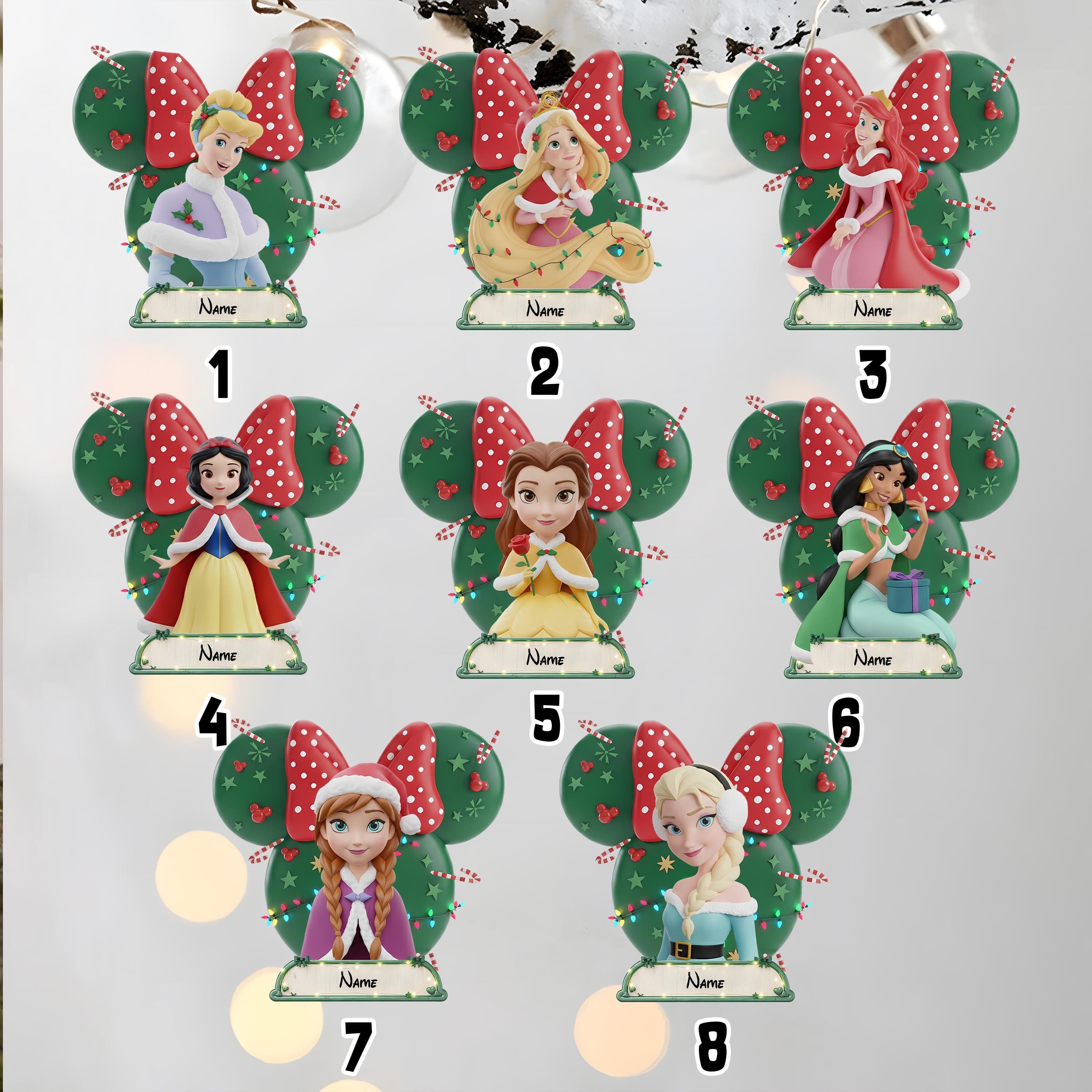 Discover Personalized Princesses Ornament, Elsa Snow White Ariel Xmas Ornament Fan Gift, Christmas Tree Decor