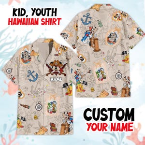 Custom Mickey And Friends Cruise Hawaiian Shirt, Pirates Of The Caribbean Mickey Button Up, Mickey Pirate Hawaii Shirt, Disney Cruise Shirt