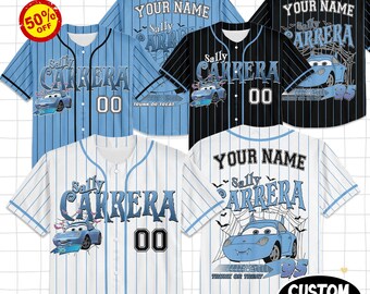 Custom Cars Sally Carrera Halloween Collection Baseball Jersey, Disney Sally Carrera Halloween Jersey, Sally Carrera Jersey, Birthday Gift