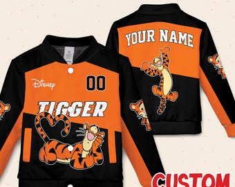 Vintage 90's Disney Tigger Embroidered Denim Varsity Bomber Jacket