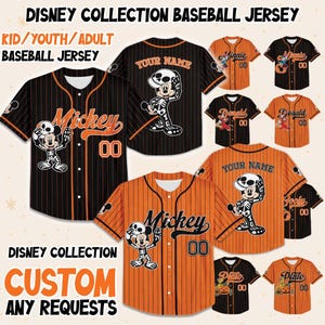 Spersonalizuj koszulki baseballowe Disney Mickey i przyjaciele na Halloween, koszulkę Disneyland Kid Youth Adult Halloween, koszulkę Mickey i przyjaciele