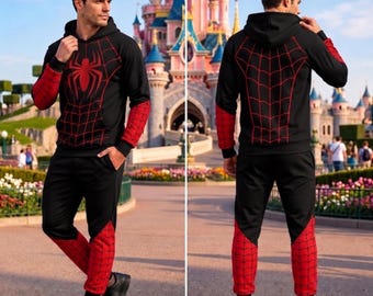 Halloween Spidey and Amazing Friends Cosplay Set, Spin Spider Costume Tee and Joggers, Miles Morales Inspired Superhero Party Outfit