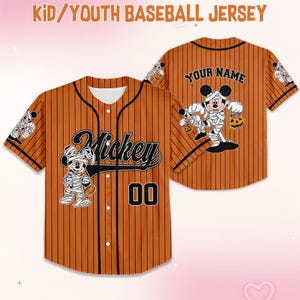 Custom Mickey Halloween Collection Baseball, Personalized Baseball Team Jersey, Birthday Gift for Halloween Fans Family Party imagem 3