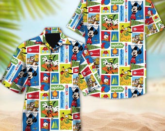 Mickey And Friends Button Shirt, Mouse Hawaiian Shirt, Mickey Button Shirt, Summer Vacation Hawaii Shirt, Aloha Hawaiian