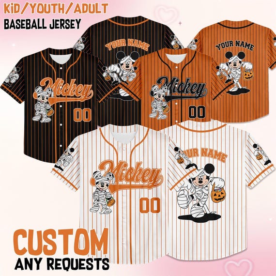 Custom  Mickey Halloween Collection Baseball, Personalized Baseball Team Jersey, Birthday Gift for Halloween Fans Family Party