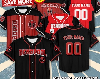 Custom Deadpool Collection Baseball Jersey, Deadpool Superhero Matching Jersey, Kids Youth Adult Baseball Jersey, Birthday Gift Family