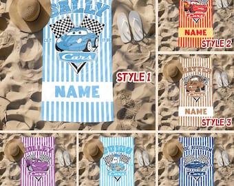 Personalized  Cars Summer Beach Towel, Custom Summer Mc Queen  Beach Towel, Custom , Kids towel, Summer Gift, Summer Trip