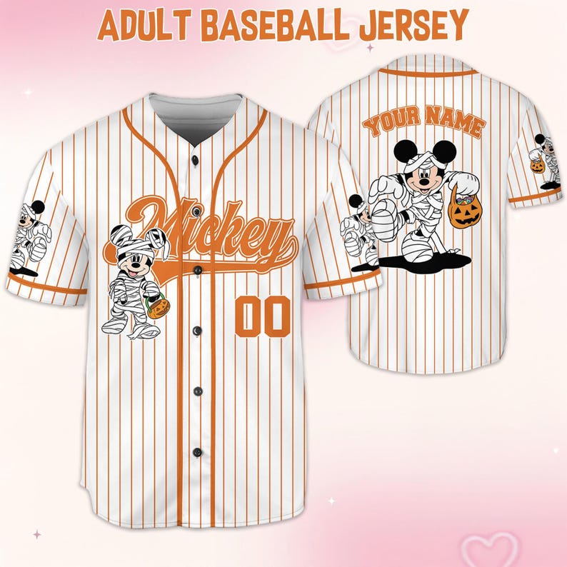 Custom Mickey Halloween Collection Baseball, Personalized Baseball Team Jersey, Birthday Gift for Halloween Fans Family Party imagem 4