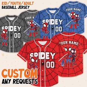 Personalize Spidey And His Amazing Friends Color Baseball Jersey, Custom Spider Verse Baseball Jersey Team, Disney Baseball Team Outfit