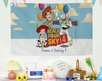 Custom Disney Toy Story Birthday Banner, Toy Story Birthday Backdrop Decoration, Birthday Party, Woody Party Decoration, Birthday Gift