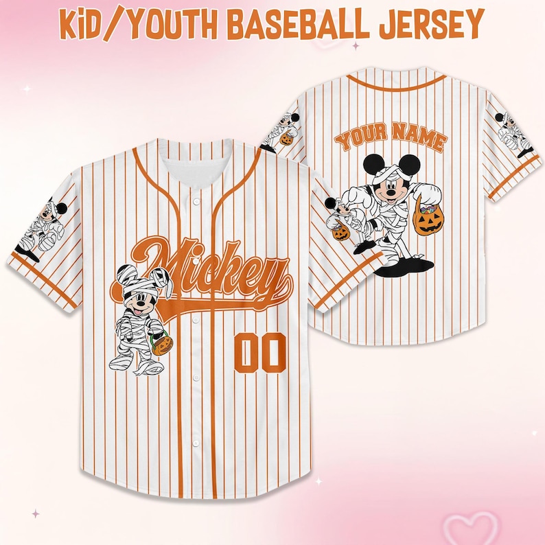 Custom Mickey Halloween Collection Baseball, Personalized Baseball Team Jersey, Birthday Gift for Halloween Fans Family Party imagem 5