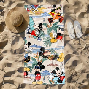 Custom Disney Mickey Mouse Beach Towel, Disney Bath Towel, Pool Towel, Disneyland Gift For Kid, Beach Towel, Bath Pool, Summer Vacation