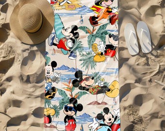 Custom Disney Mickey Mouse Beach Towel, Disney Bath Towel, Pool Towel, Disneyland Gift For Kid, Beach Towel, Bath Pool, Summer Vacation