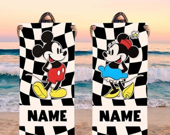 Custom Mickey And Friends 1982 Beach Towel, Custom Summer  Beach Towel, Disney, Kids towel, Summer Gift, Disneyland Trip