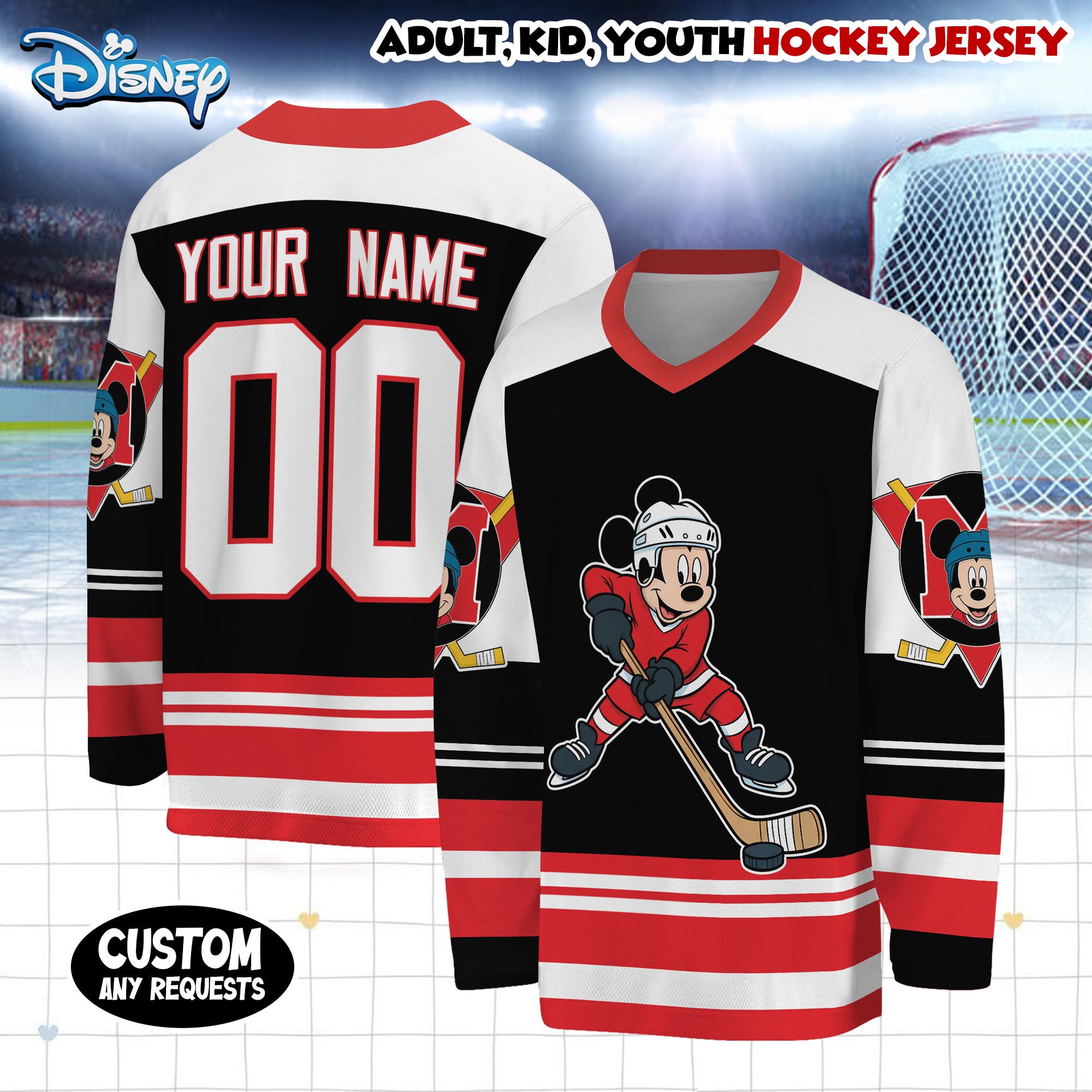 Custom Mickey Mouse Hockey Jersey Shirt, Custom Name Number Hockey