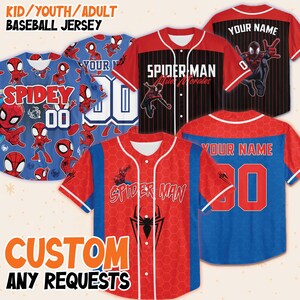 Personalize Spidey And His Amazing Friends Collection Baseball Jersey, Custom Spider Verse Baseball Jersey Team, Disney Baseball Team Outfit