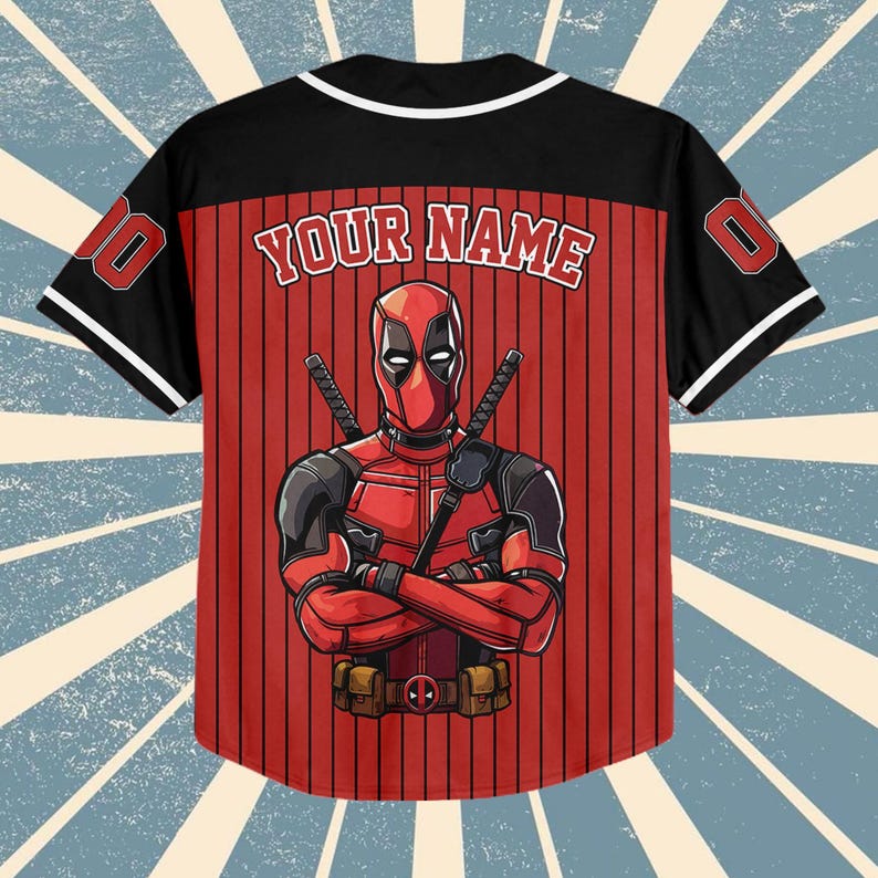 Camiseta de béisbol personalizada de la colección Deadpool, camiseta a juego del superhéroe Deadpool, camiseta de béisbol para niños, jóvenes y adultos, regalo de cumpleaños para la familia. imagen 4