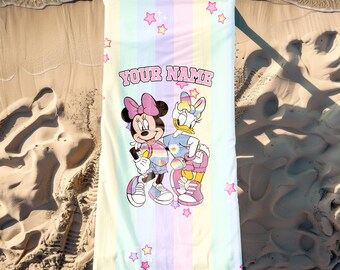 Custom  Girl Bestie Minnie Daisy Beach Towel, Minnie Daisy Beach Towel,  BFF Towel,  Besties Matching Towel, Friends Gift
